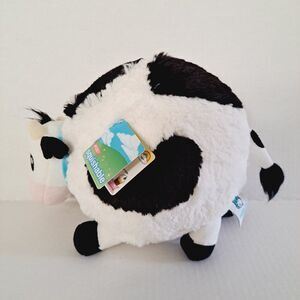 Mini Squishable Cow Black & White Plush Stuffed Animal Toy Farm Dairy Bell Horns